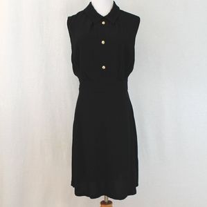 SANDRO PARIS Black Crepe Shirt  Dress Gold Buttons Small French 2 USA 4